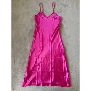 In Bloom by Jonquil Pink‎ Satin Slip Dress V Neck Midi Dress S